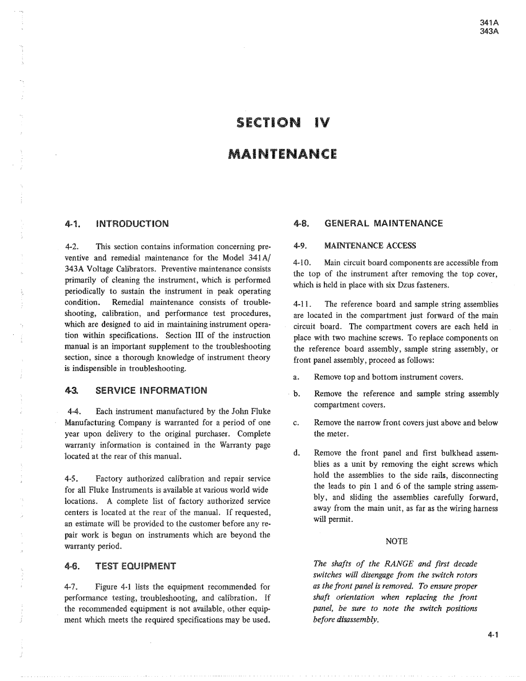 Fluke 343a dc voltage calibrators, 341a manual 