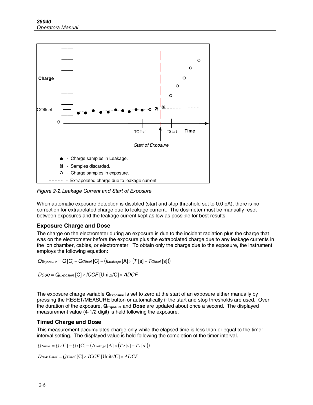Fluke 35040 manual Exposure Charge and Dose, Timed Charge and Dose 