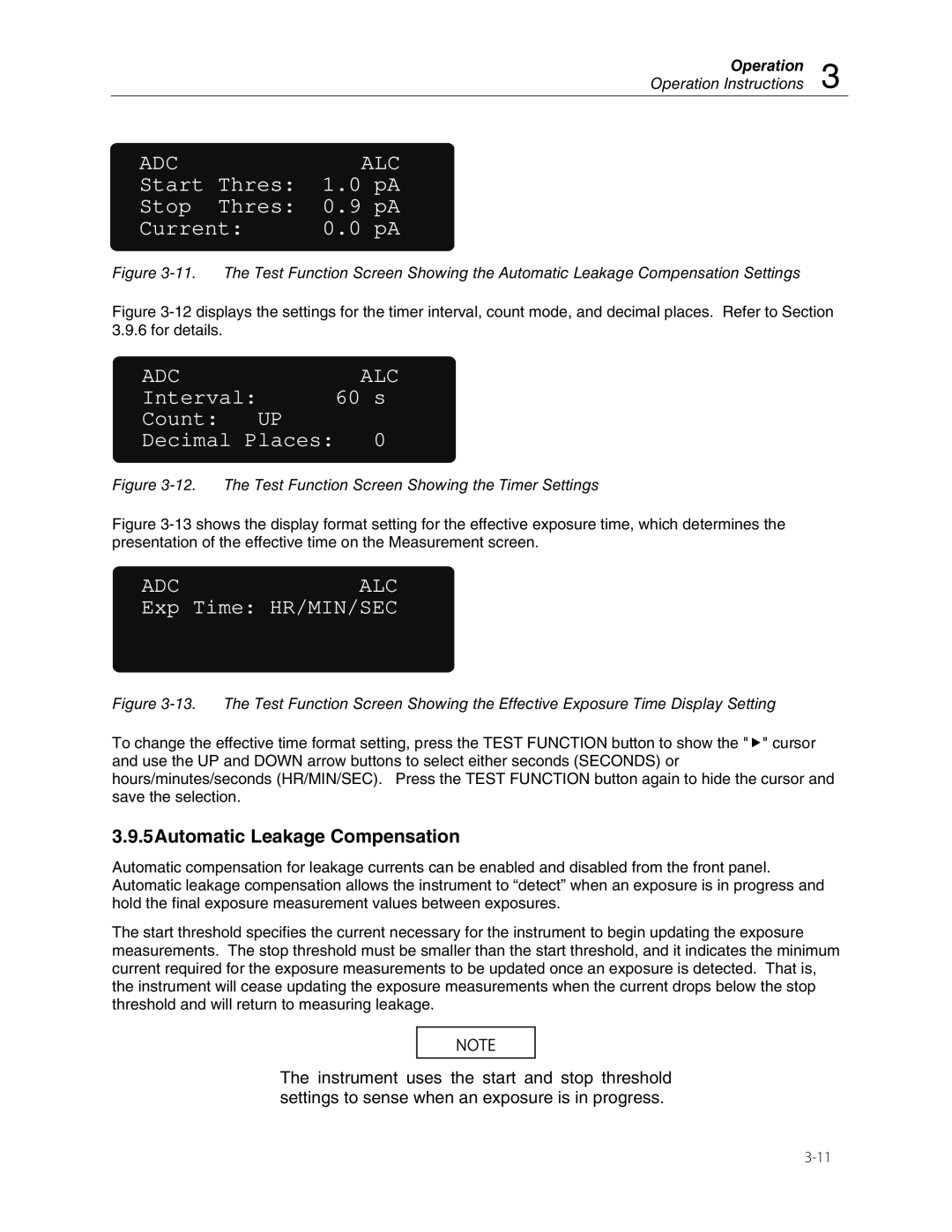 Fluke 35040 manual 5Automatic Leakage Compensation, The Test Function Screen Showing the Timer Settings 