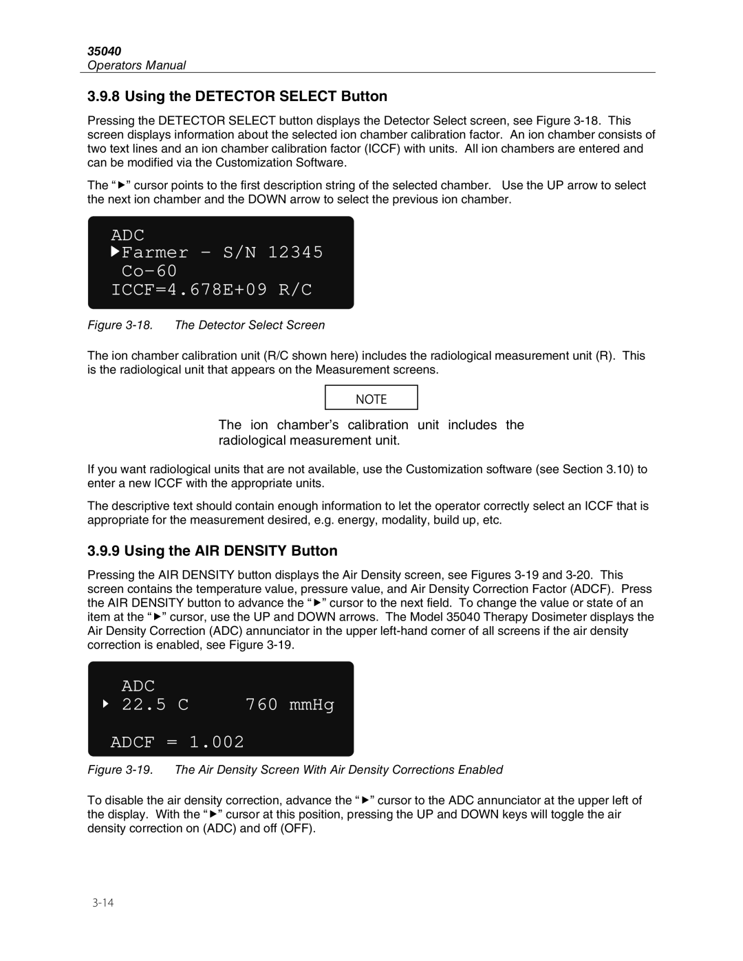 Fluke 35040 manual Using the Detector Select Button, Using the AIR Density Button 