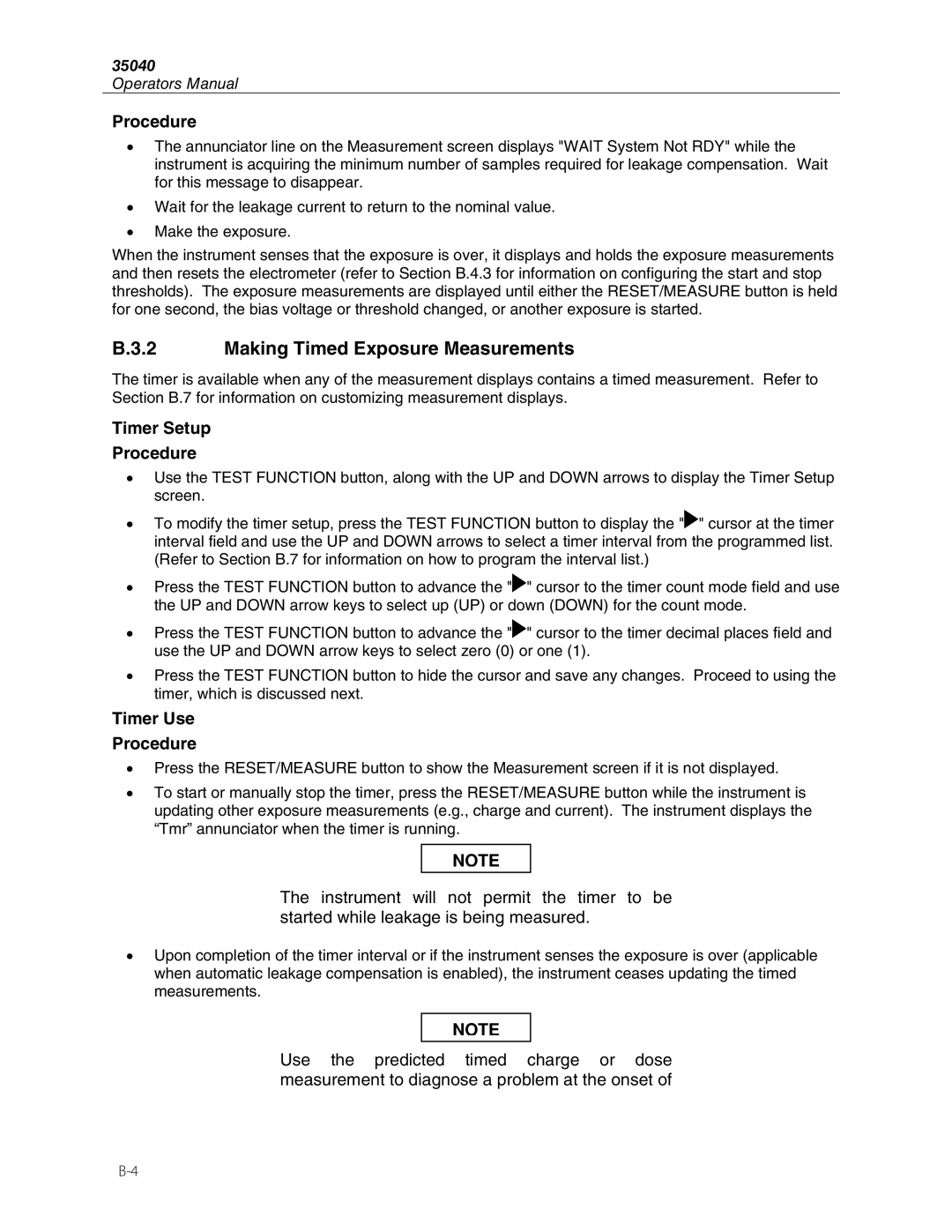 Fluke 35040 manual Making Timed Exposure Measurements, Timer Setup Procedure, Timer Use Procedure 