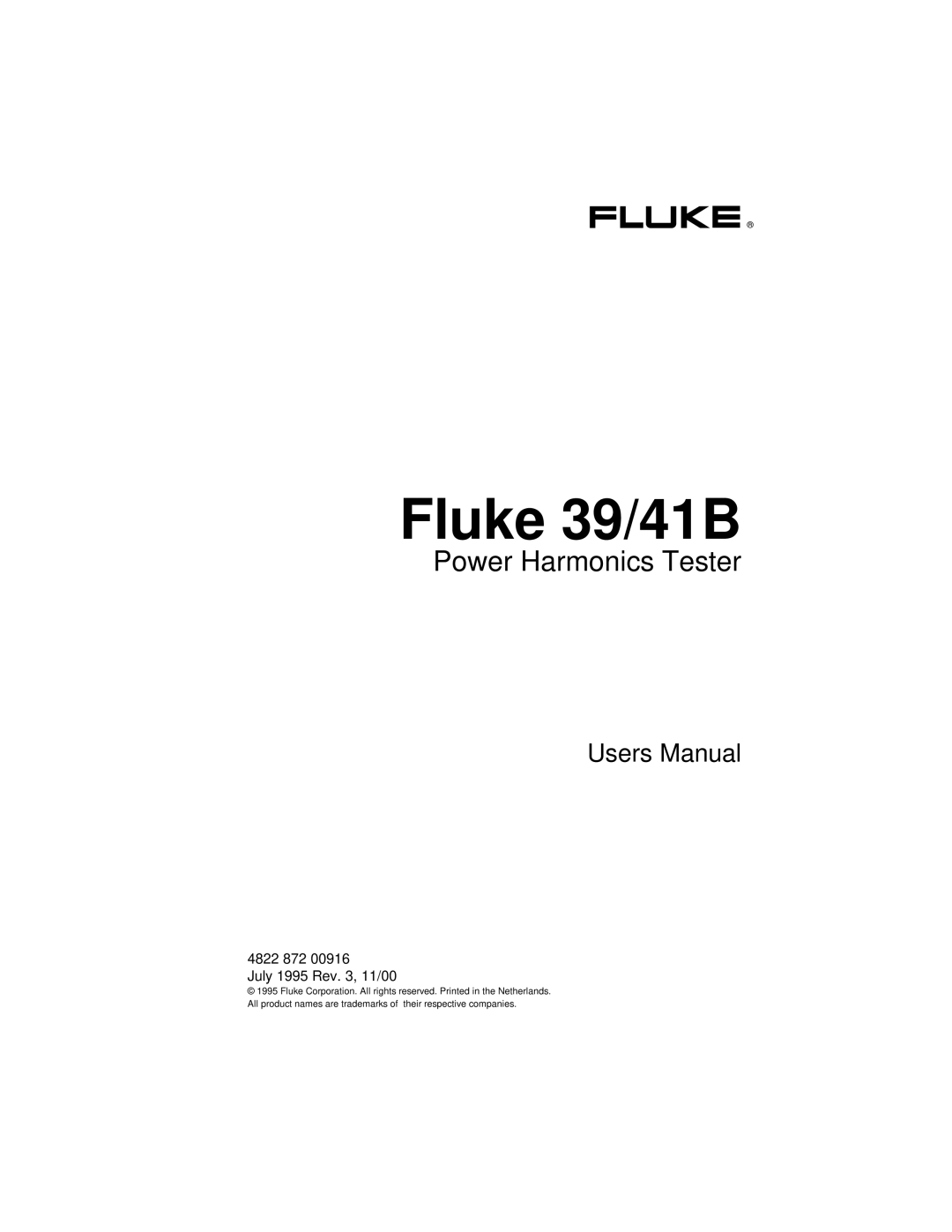 Fluke user manual Fluke 39/41B 