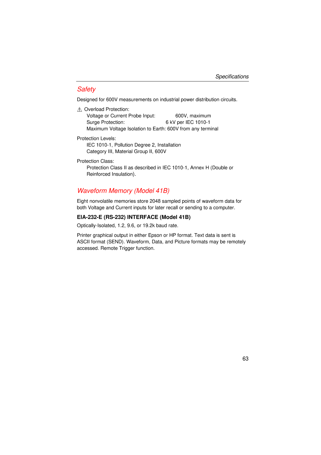 Fluke 39, 41B user manual Safety 