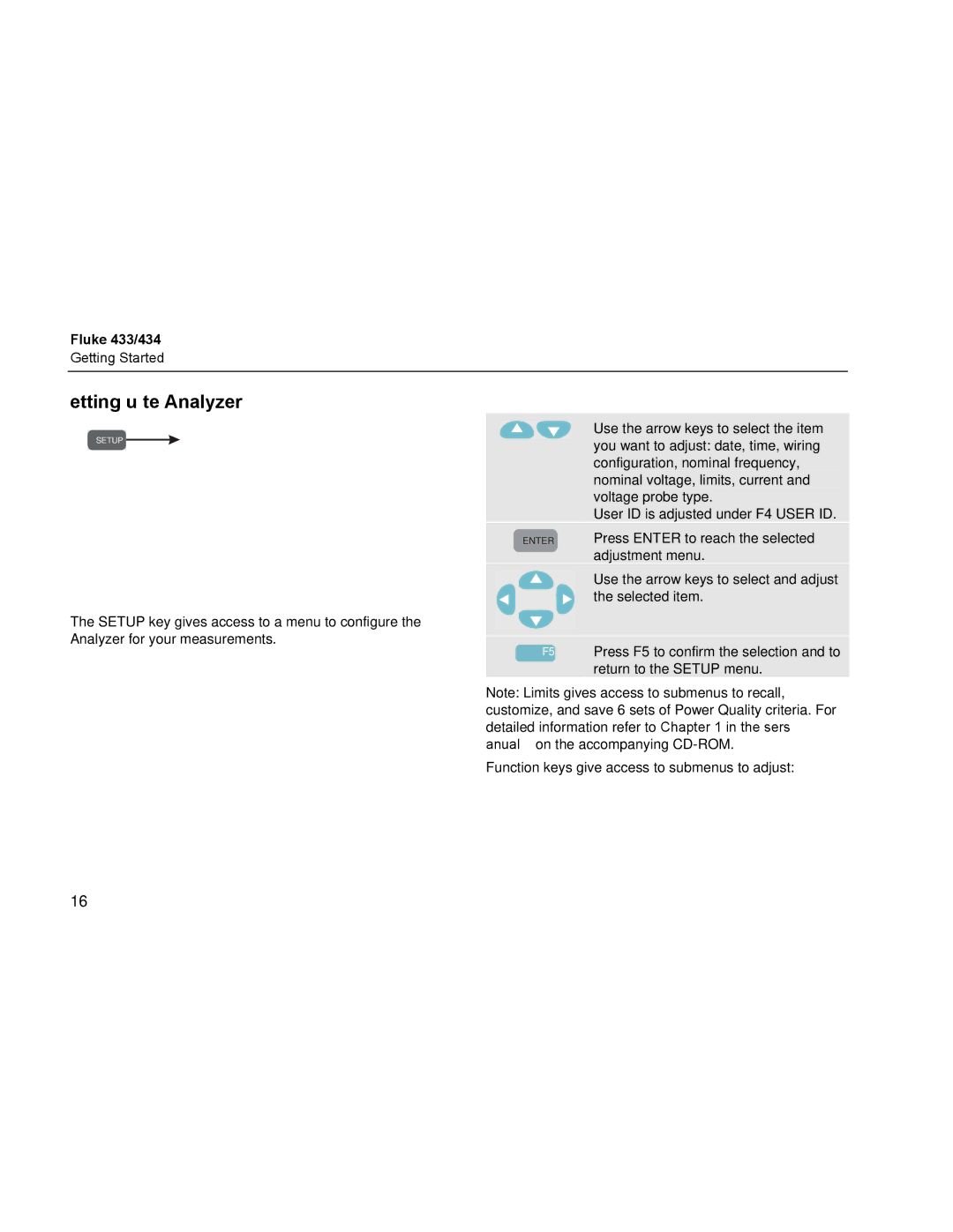 Fluke 434, 433 manual Setting up the Analyzer 
