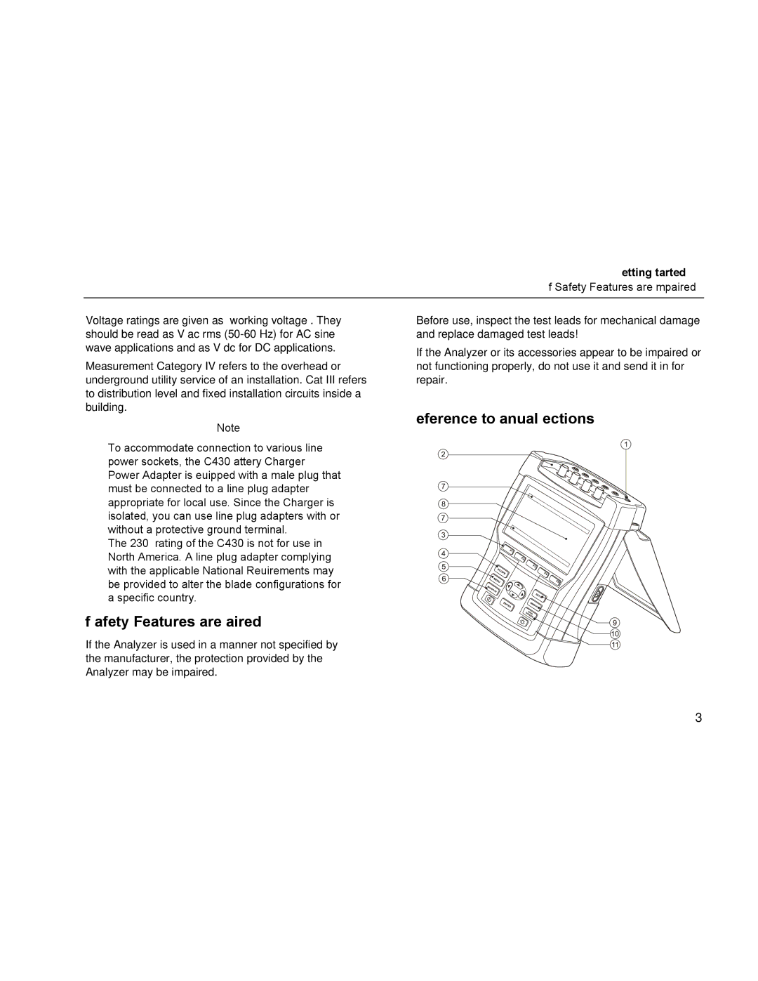 Fluke 433, 434 manual Reference to Manual Sections, If Safety Features are Impaired 