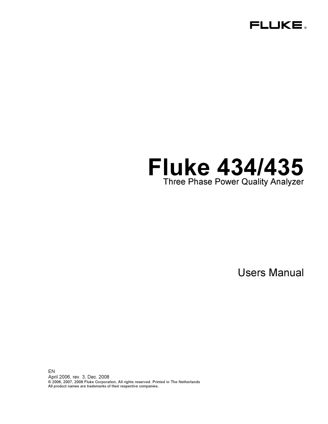 Fluke user manual Fluke 434/435 