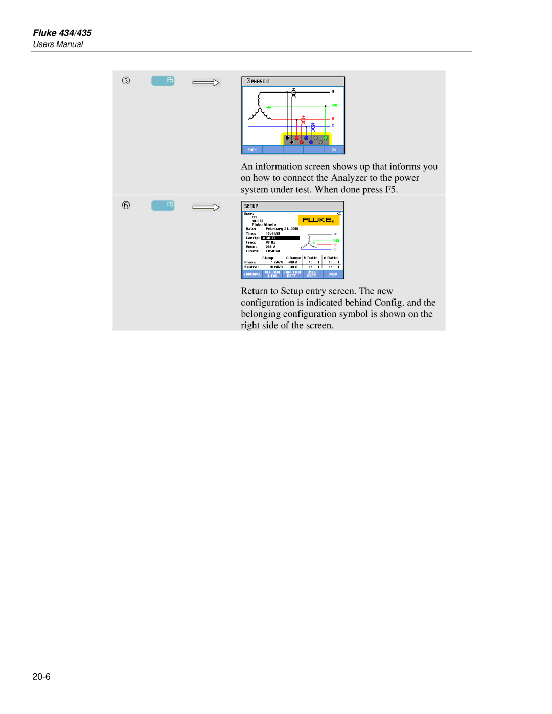 Fluke 435 user manual 20-6 