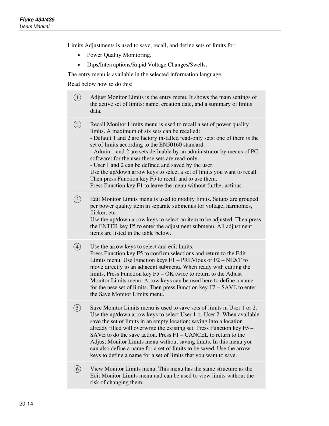 Fluke 435 user manual 20-14 