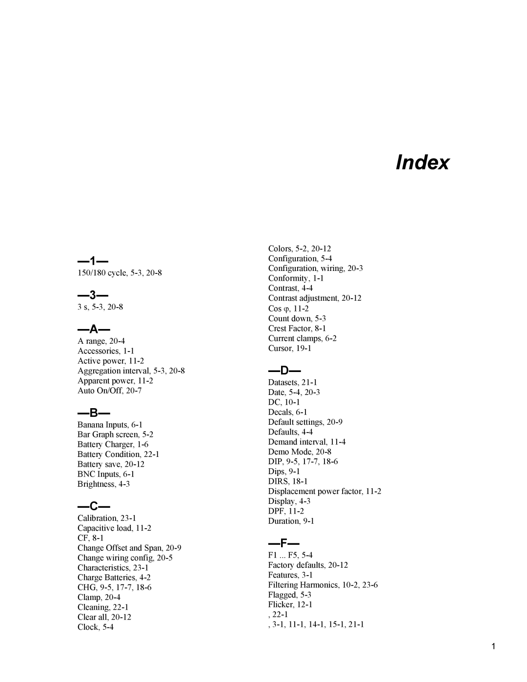 Fluke 435 user manual Index 