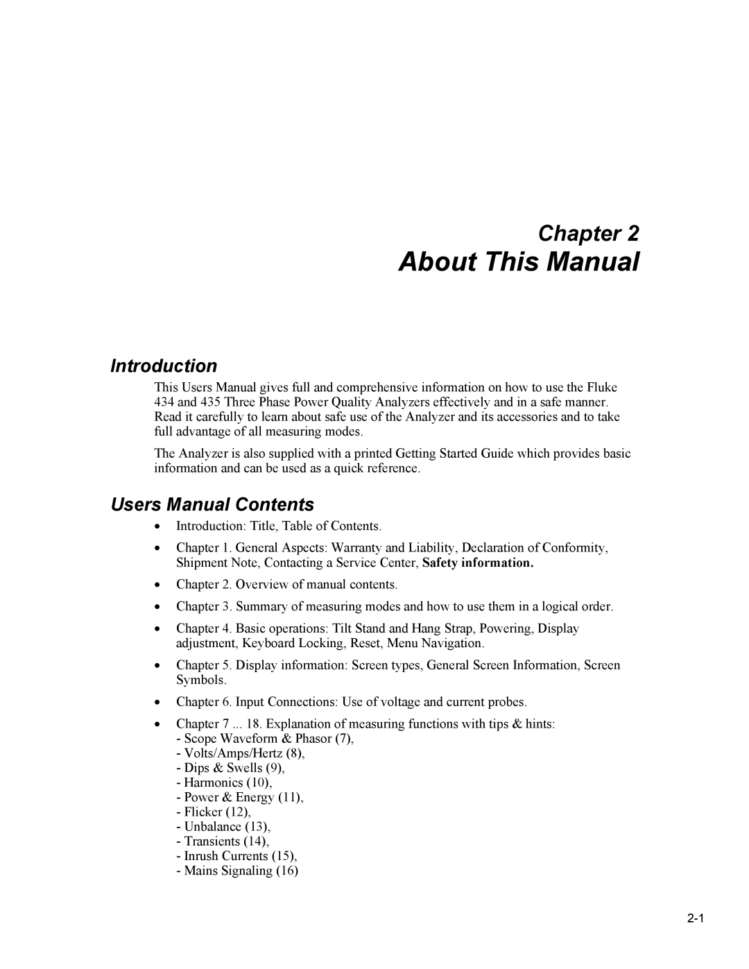 Fluke 435 user manual About This Manual, Introduction 