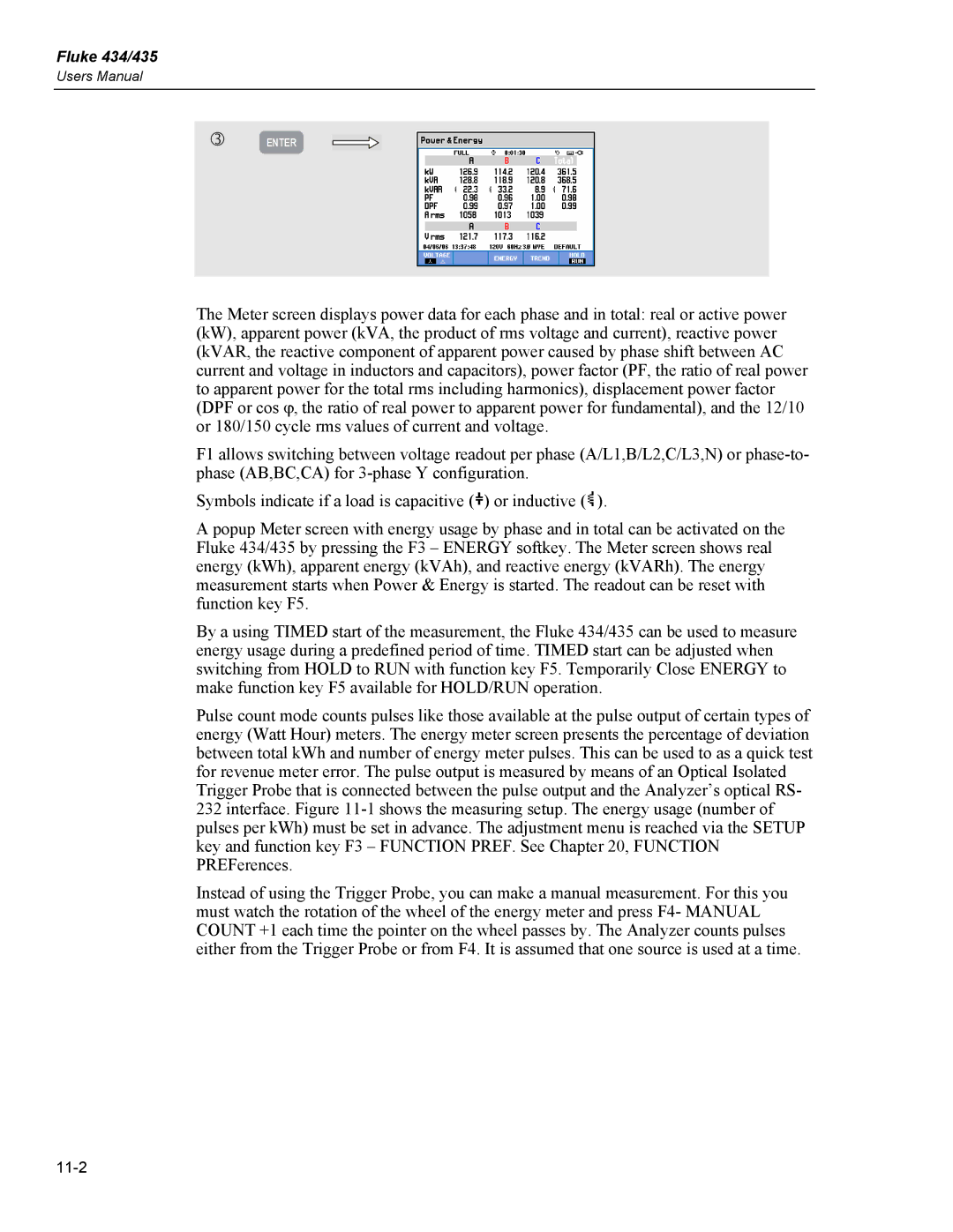 Fluke 435 user manual 11-2 