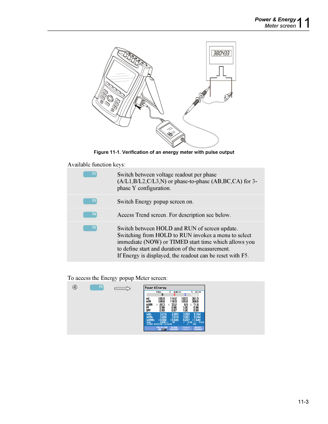 Fluke 435 user manual Power & Energy11 