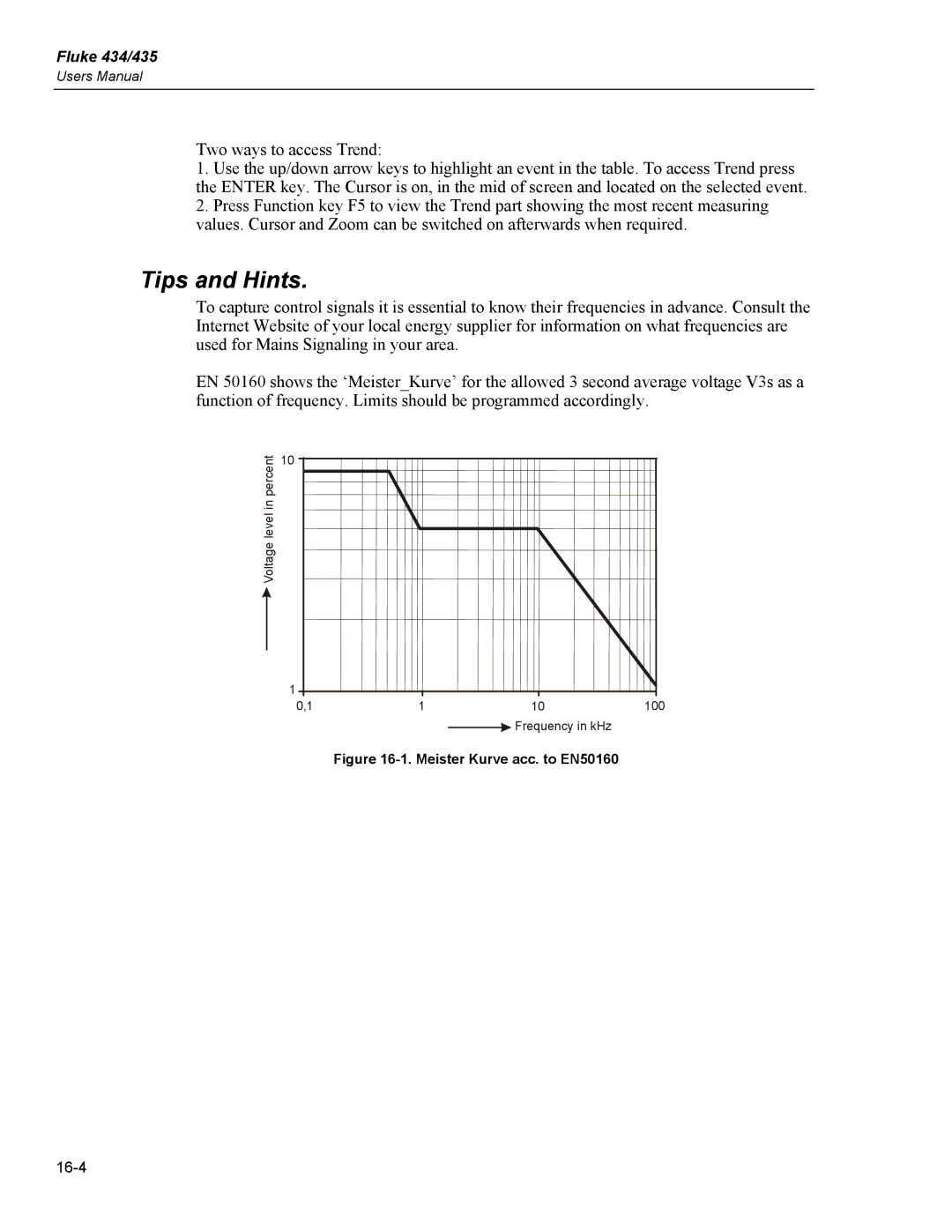 Fluke 435 user manual 16-4 