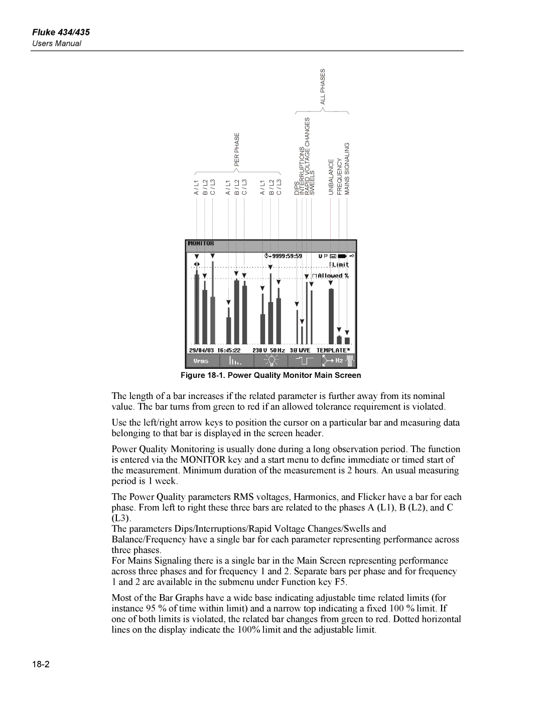 Fluke 435 user manual 18-2 