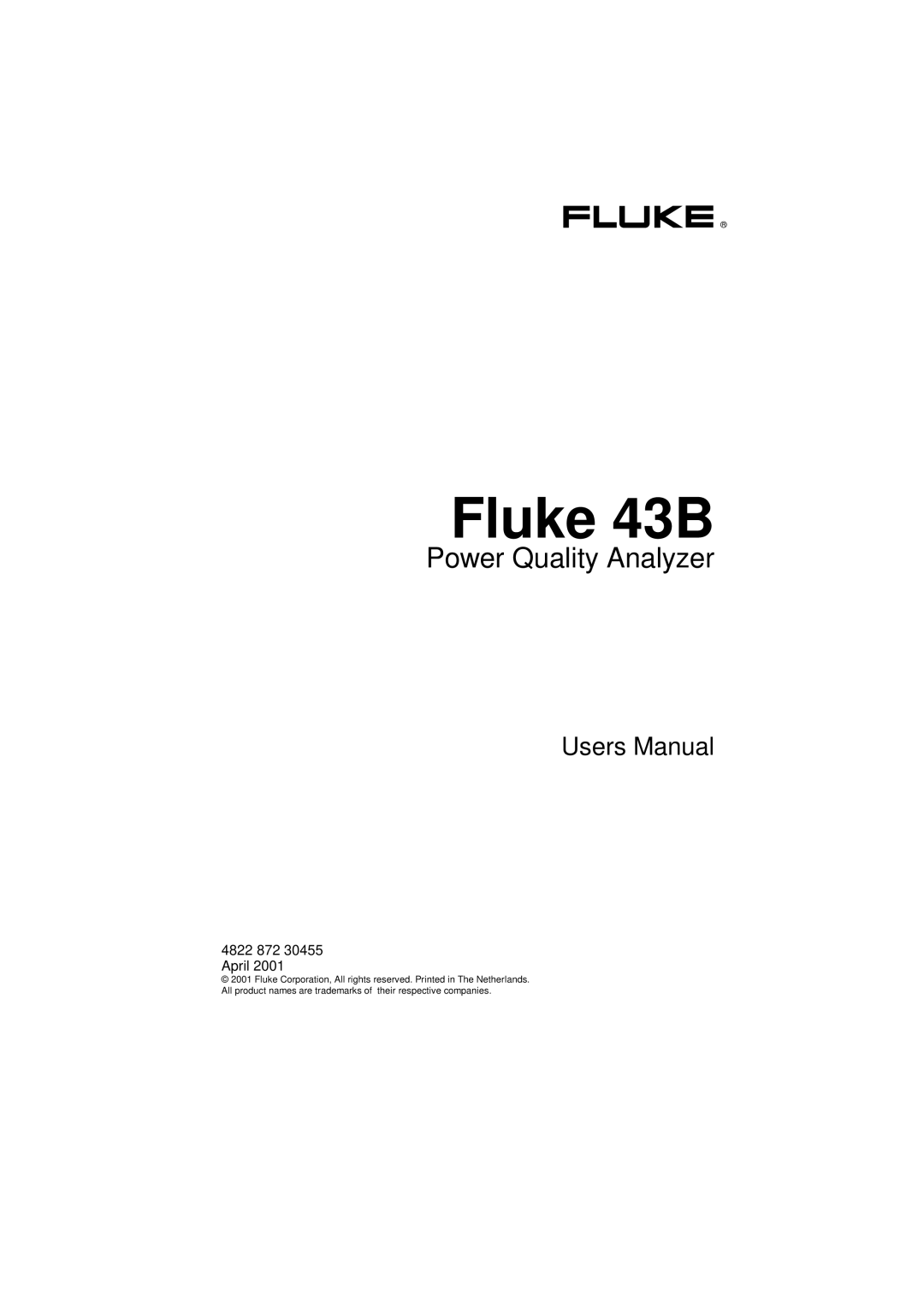 Fluke user manual Fluke 43B 