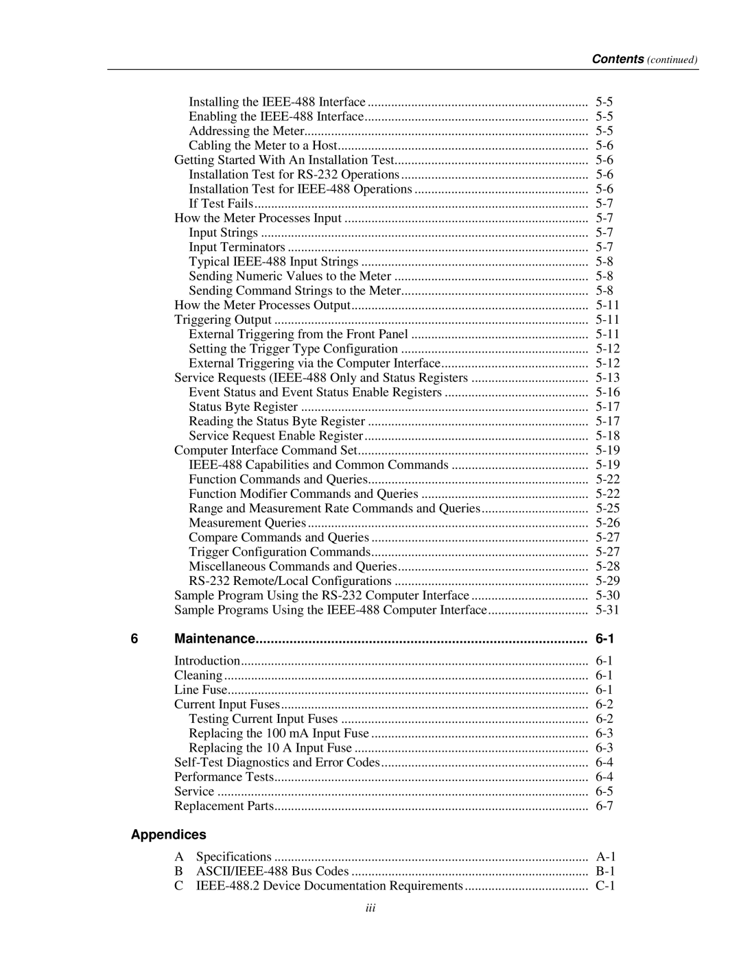 Fluke 45 user manual Appendices 