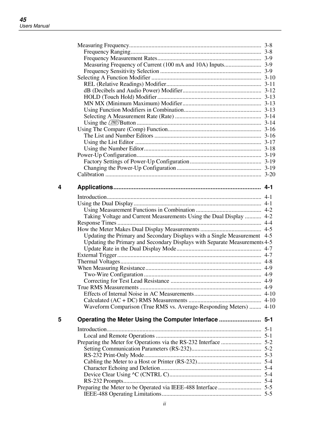 Fluke 45 user manual Applications 