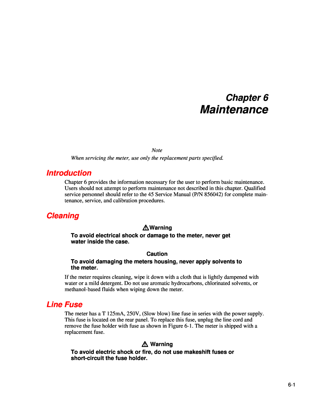 Fluke 45 user manual Maintenance, Cleaning, Line Fuse, WWarning, Chapter, Introduction 