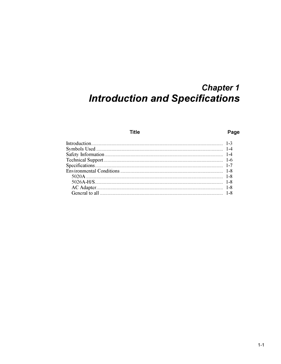 Fluke 5020A user manual Introduction and Specifications 