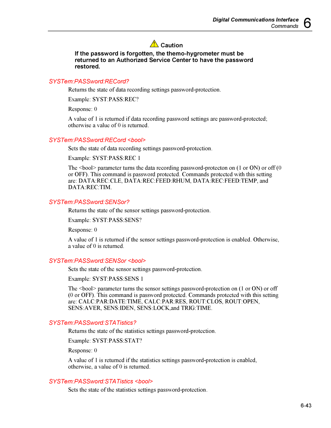 Fluke 5020A user manual SYSTemPASSwordRECord?, SYSTemPASSwordRECord bool, SYSTemPASSwordSENSor?, SYSTemPASSwordSENSor bool 