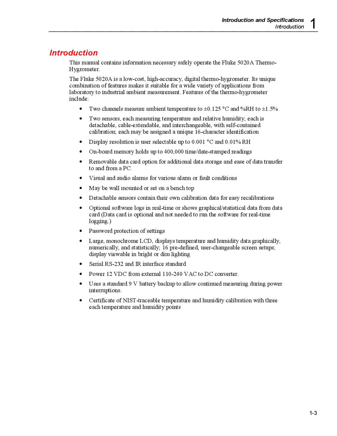 Fluke 5020A user manual Introduction 