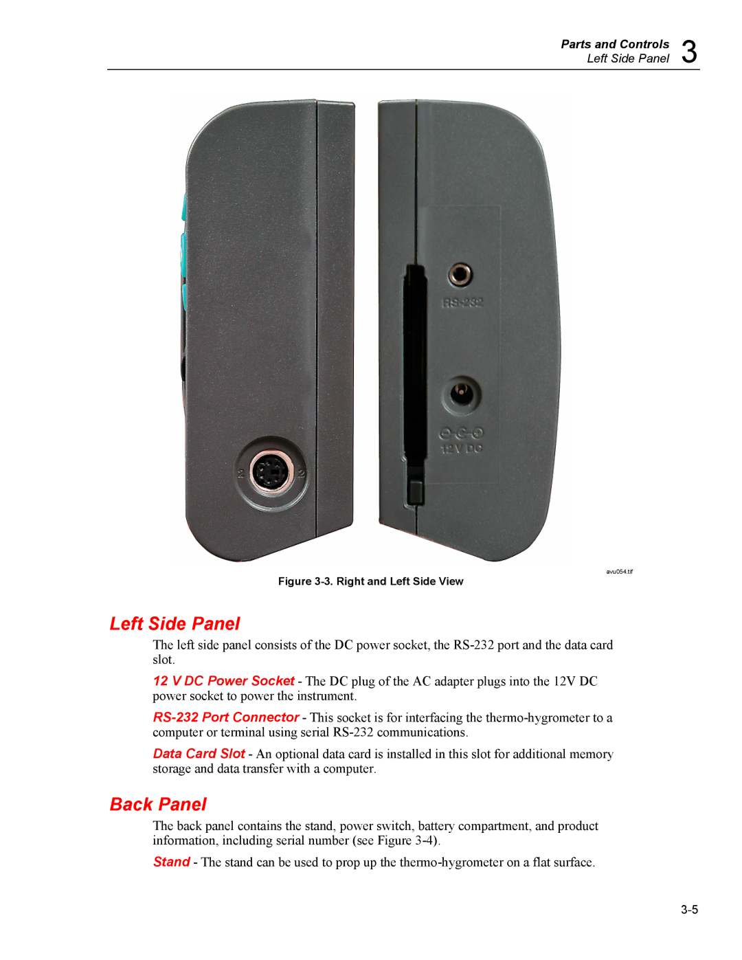 Fluke 5020A user manual Left Side Panel, Back Panel 