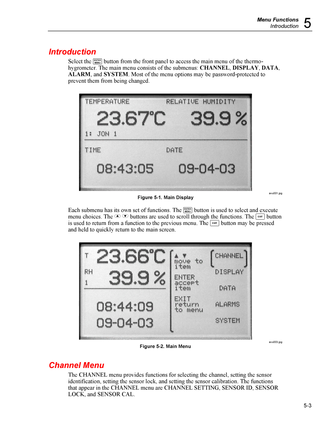 Fluke 5020A user manual Channel Menu, Main Display 