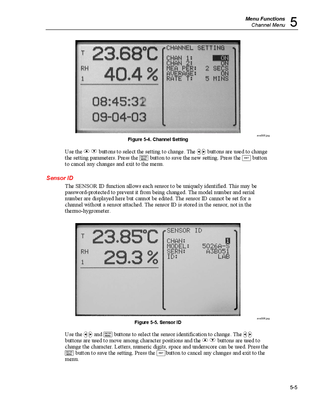 Fluke 5020A user manual Sensor ID, Channel Setting 