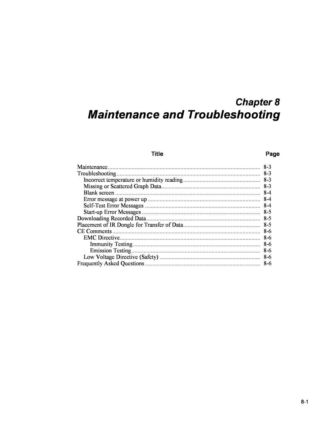 Fluke 5020A user manual Maintenance and Troubleshooting, Chapter, Title, Page, Missing or Scattered Graph Data 