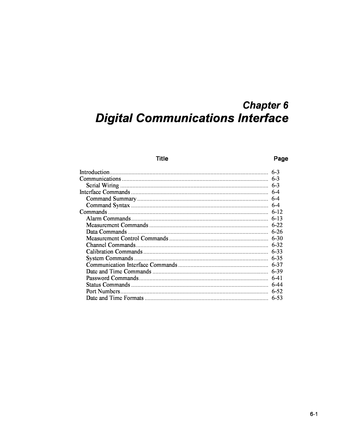 Fluke 5020A Digital Communications Interface, Chapter, Title, Measurement Control Commands, Calibration Commands 