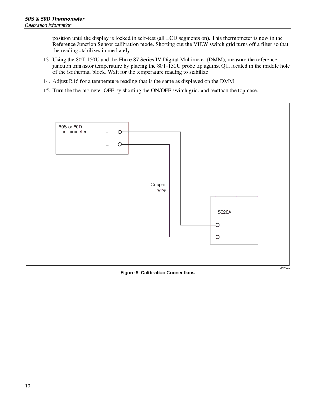 Fluke 50S, 50D warranty Calibration Connections 