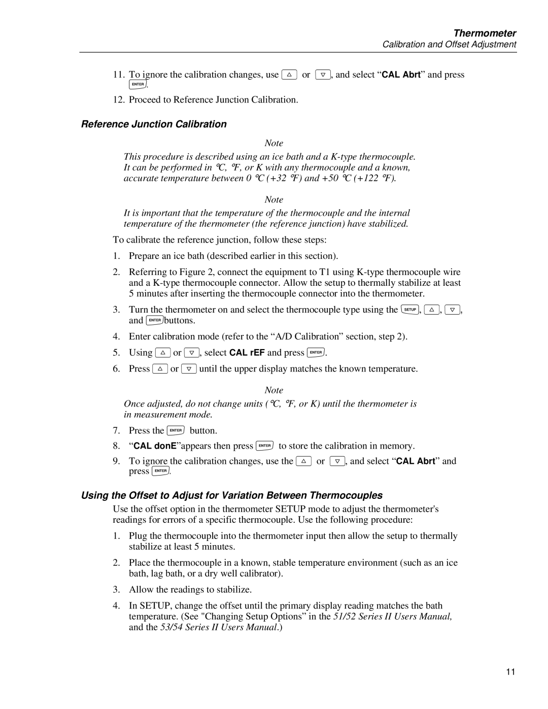 Fluke 53, 51, 54, 52 service manual Reference Junction Calibration 