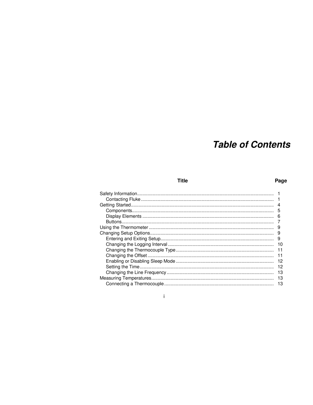Fluke 53 & 54 Series user manual Table of Contents 