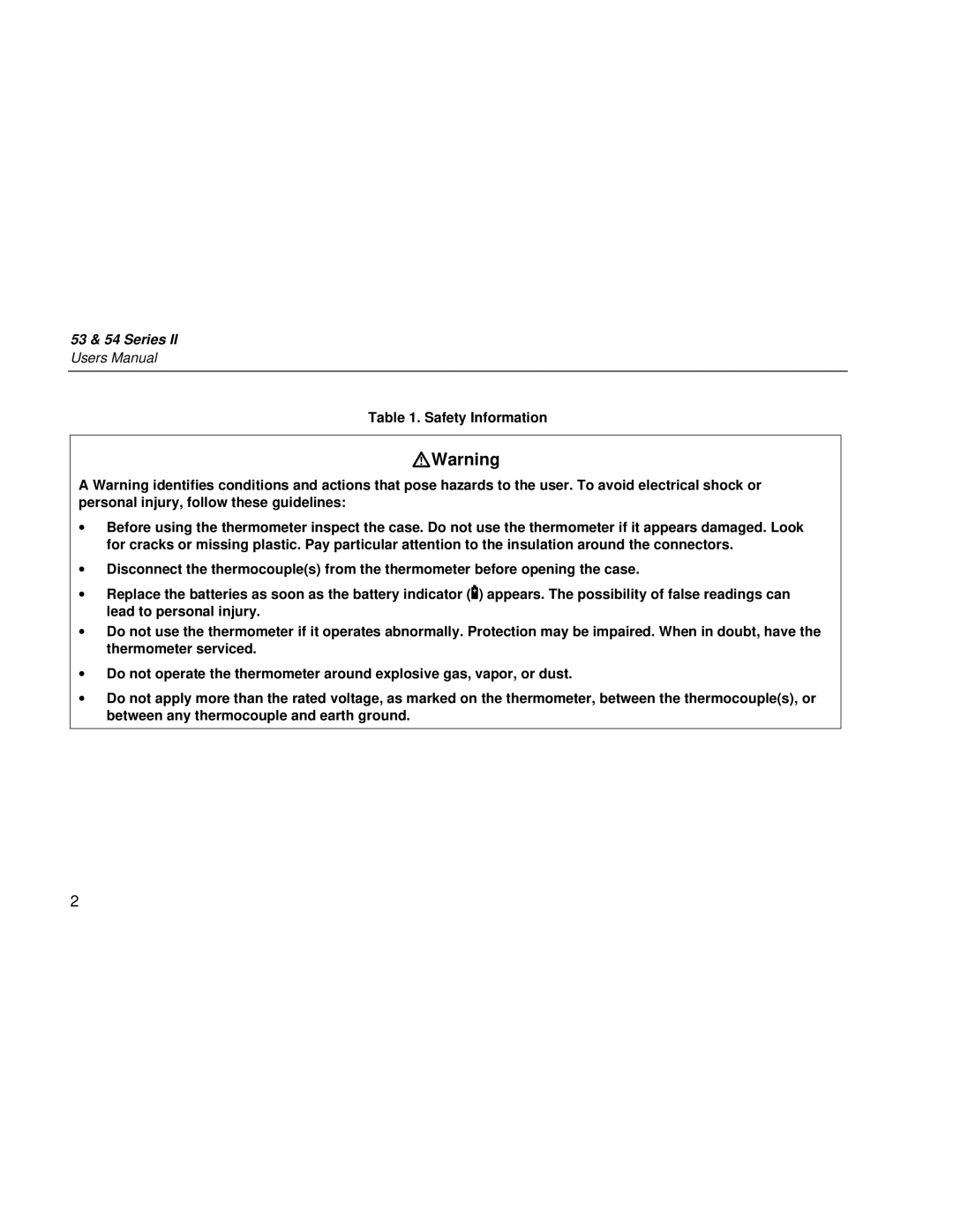 Fluke 53 & 54 Series user manual WWarning, Safety Information 