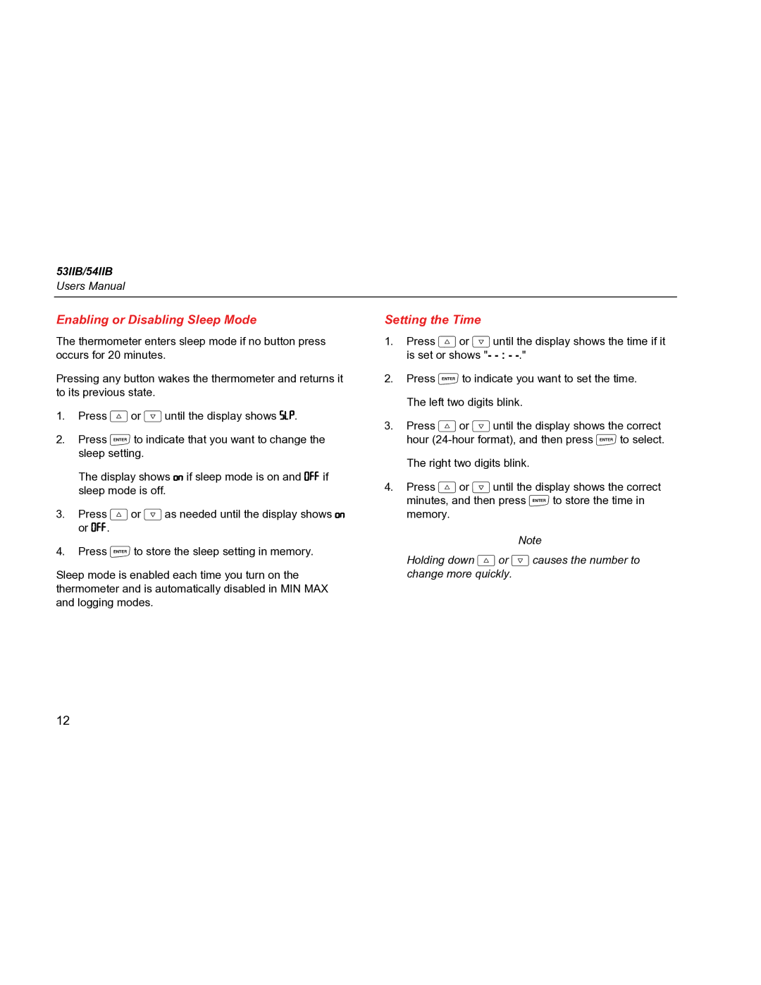 Fluke 53IIB, 54IIB specifications Enabling or Disabling Sleep Mode, Setting the Time 