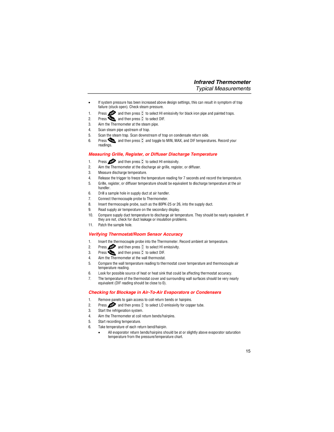 Fluke 561 user manual Verifying Thermostat/Room Sensor Accuracy 