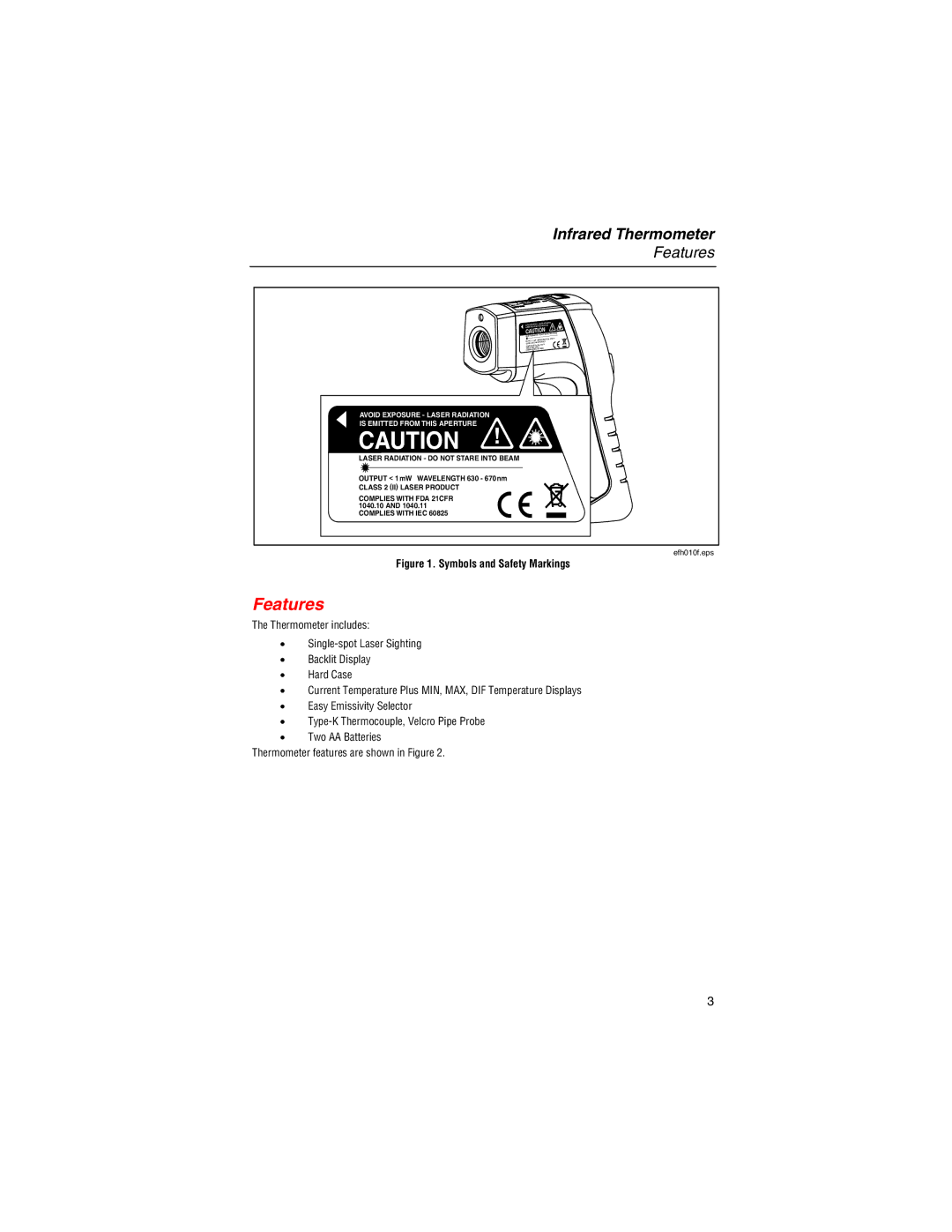 Fluke 561 user manual Features 