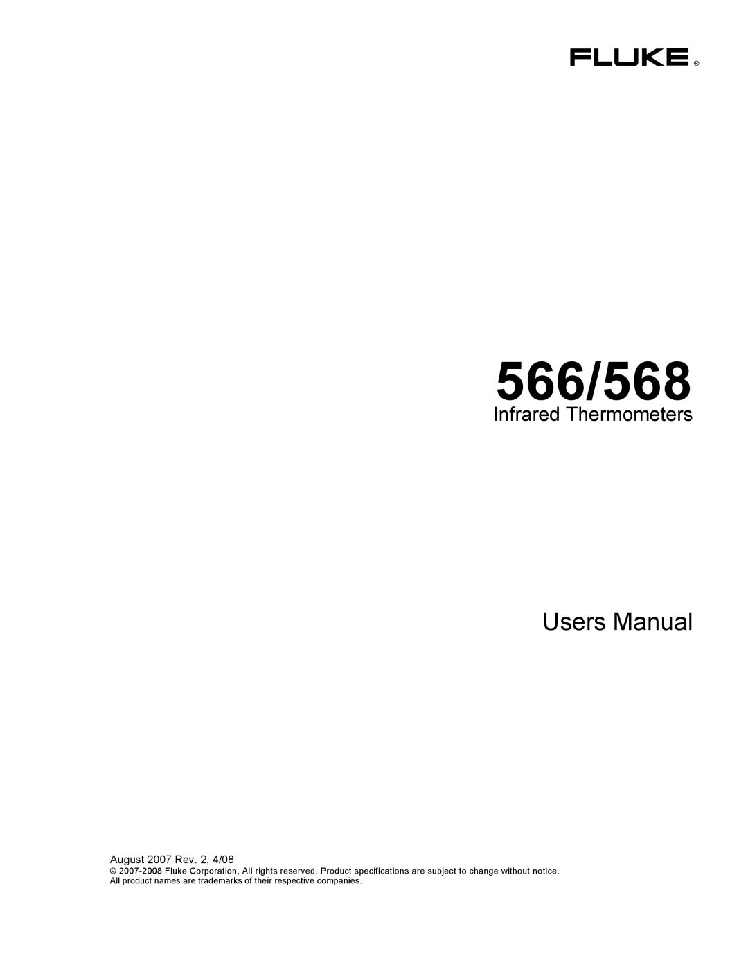 Fluke user manual 566/568 