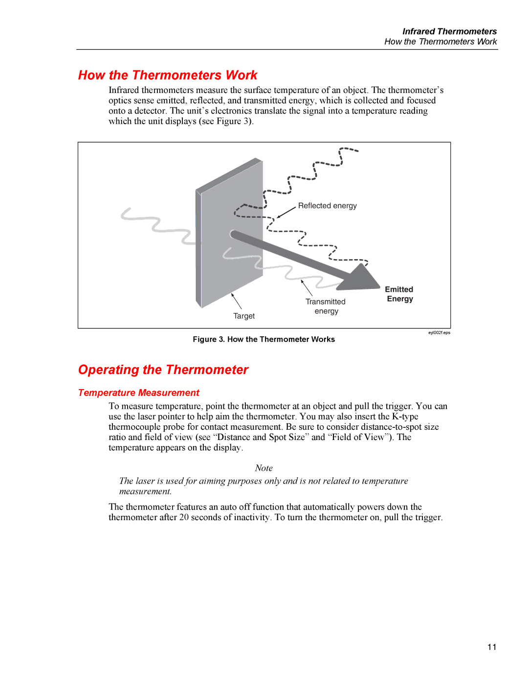 Fluke 568, 566 user manual How the Thermometers Work, Operating the Thermometer, Temperature Measurement 