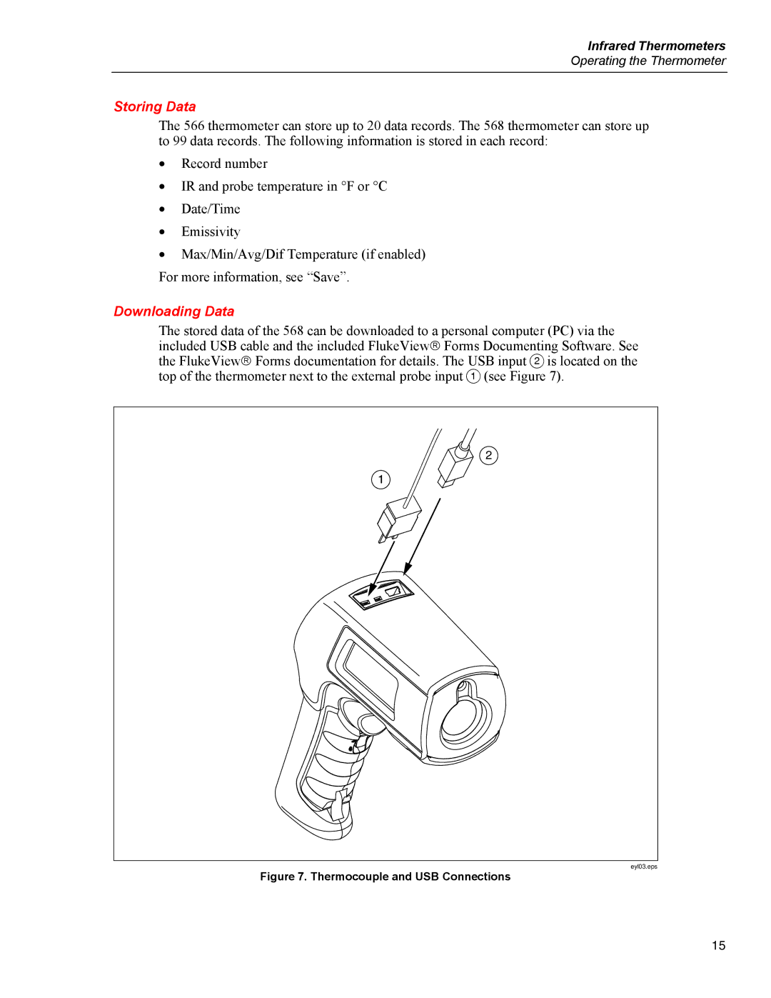 Fluke 568, 566 user manual Storing Data, Downloading Data 