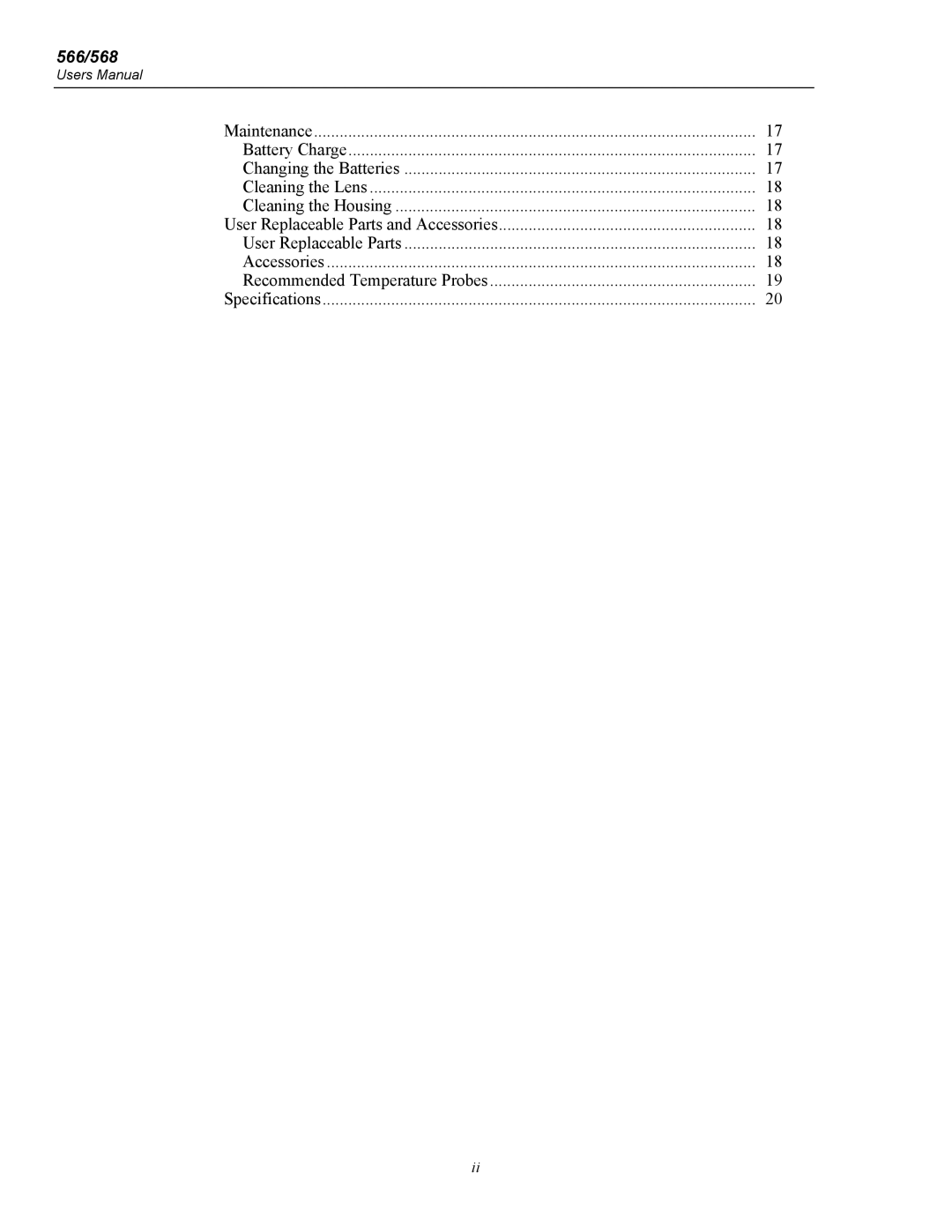 Fluke user manual 566/568 