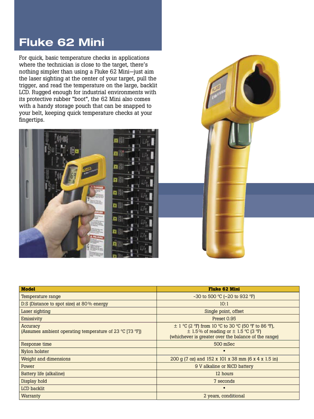 Fluke 572, 68, 574, 576, 66, 63 brochure Model Fluke 62 Mini 