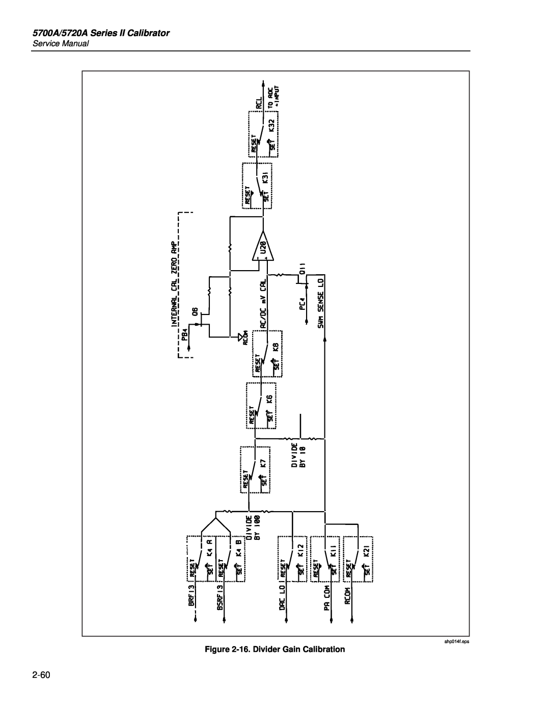 Fluke service manual 5700A/5720A Series II Calibrator, 16. Divider Gain Calibration, ahp014f.eps 