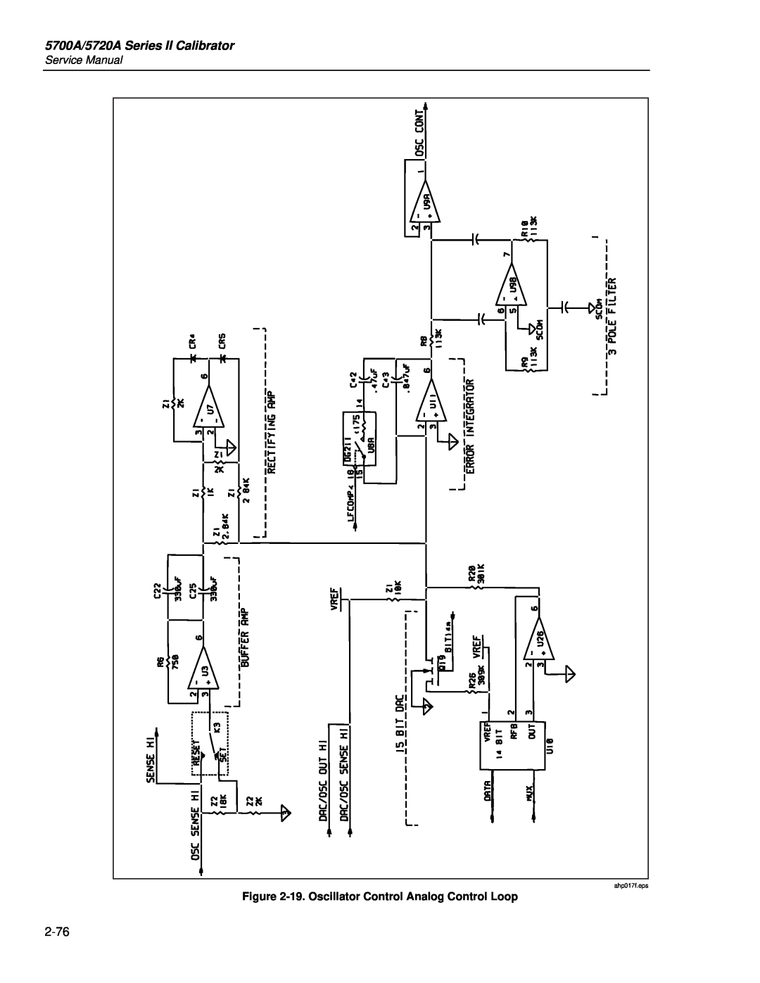 Fluke service manual 5700A/5720A Series II Calibrator, 19. Oscillator Control Analog Control Loop, ahp017f.eps 