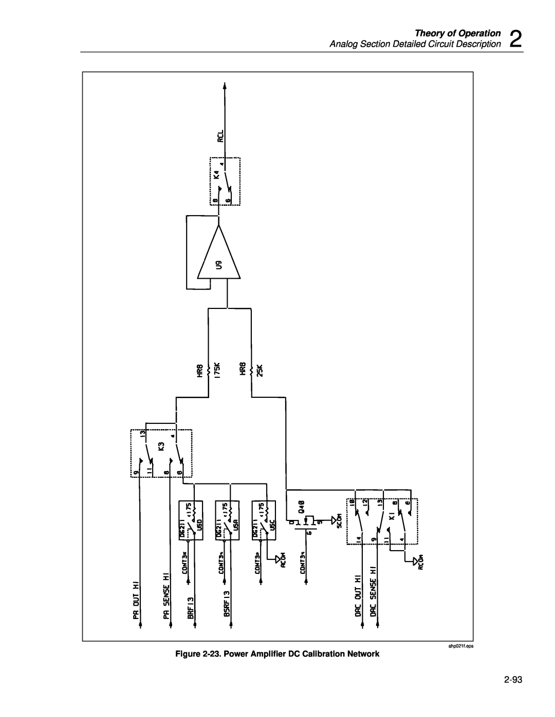 Fluke 5720A Theory of Operation, Analog Section Detailed Circuit Description, 23. Power Amplifier DC Calibration Network 