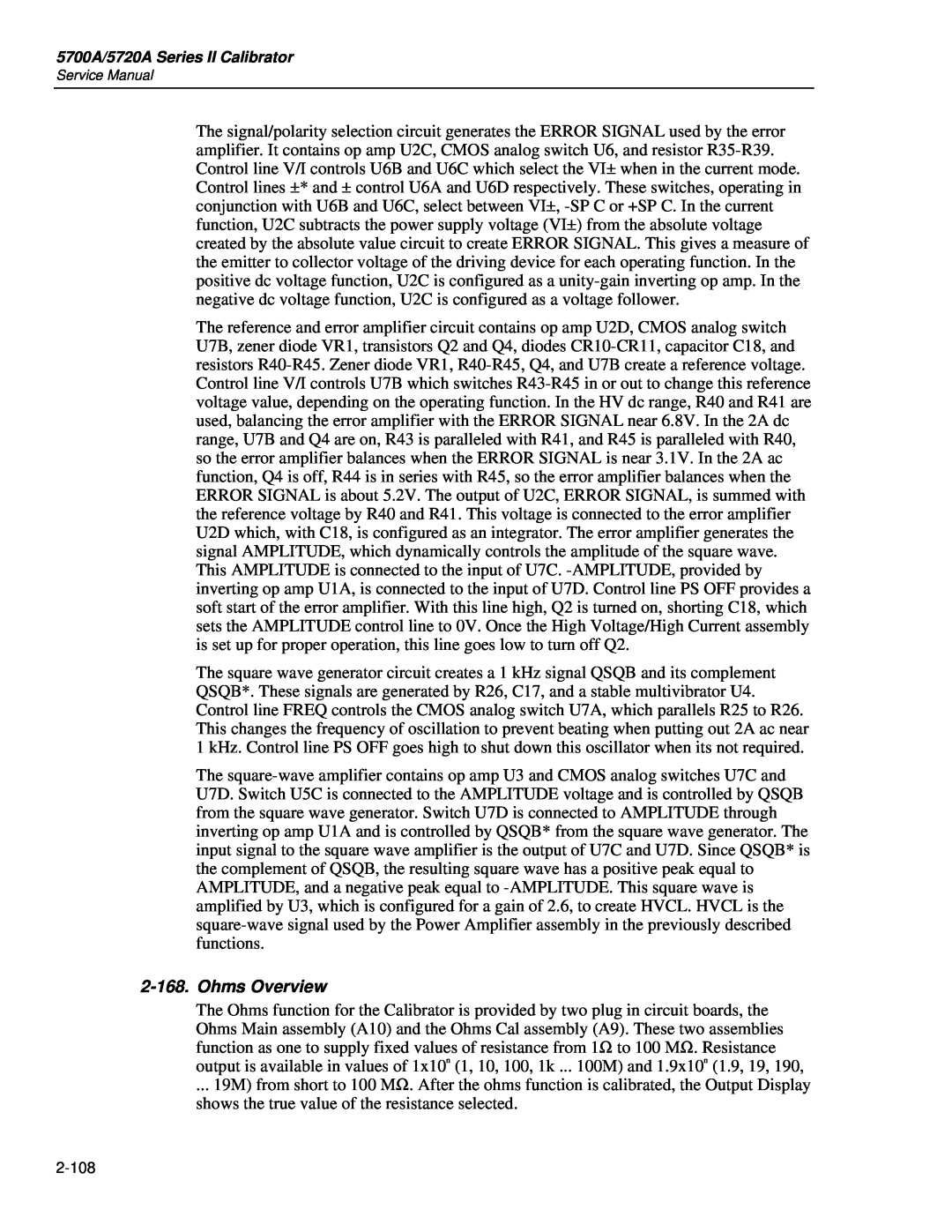 Fluke 5720A service manual Ohms Overview 