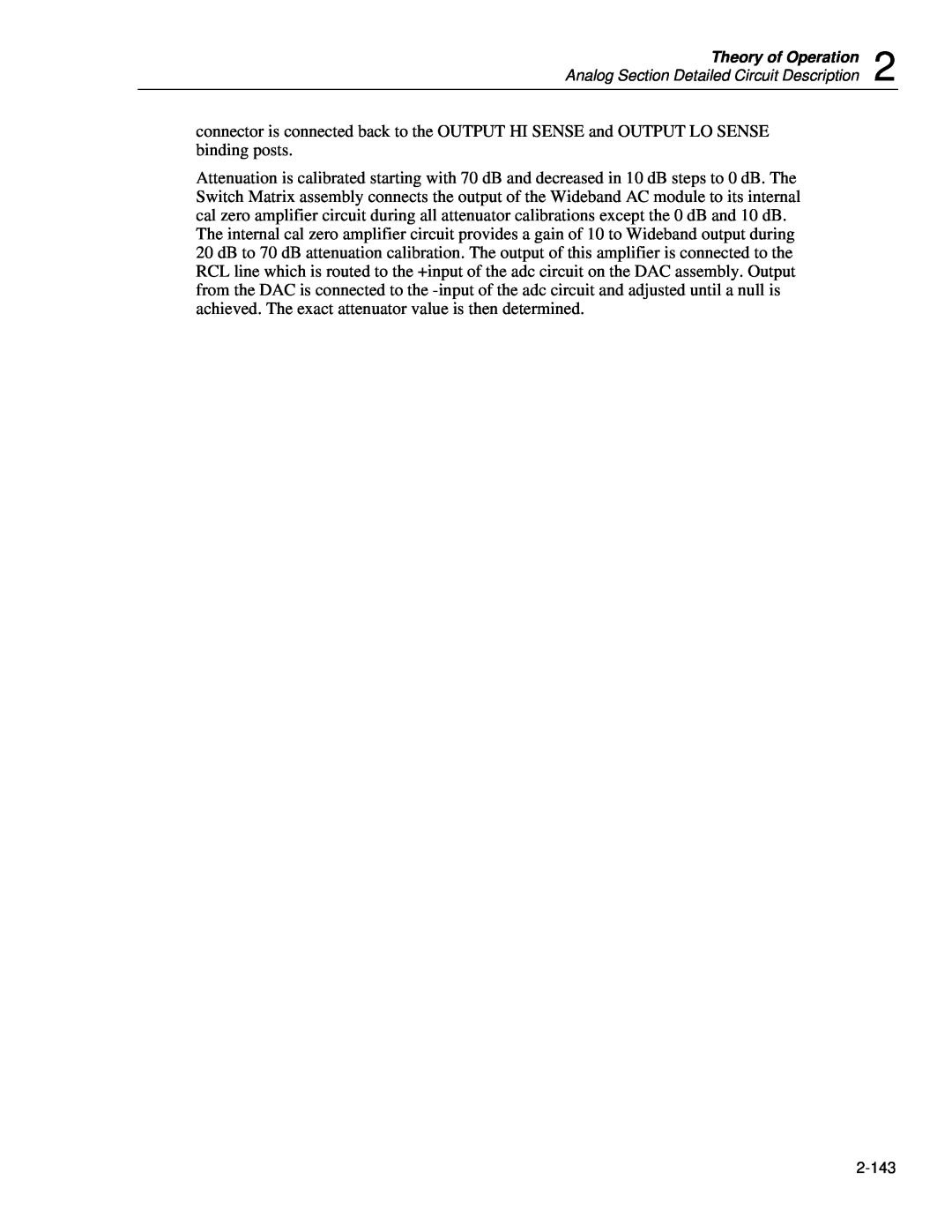 Fluke 5720A service manual connector is connected back to the OUTPUT HI SENSE and OUTPUT LO SENSE binding posts 