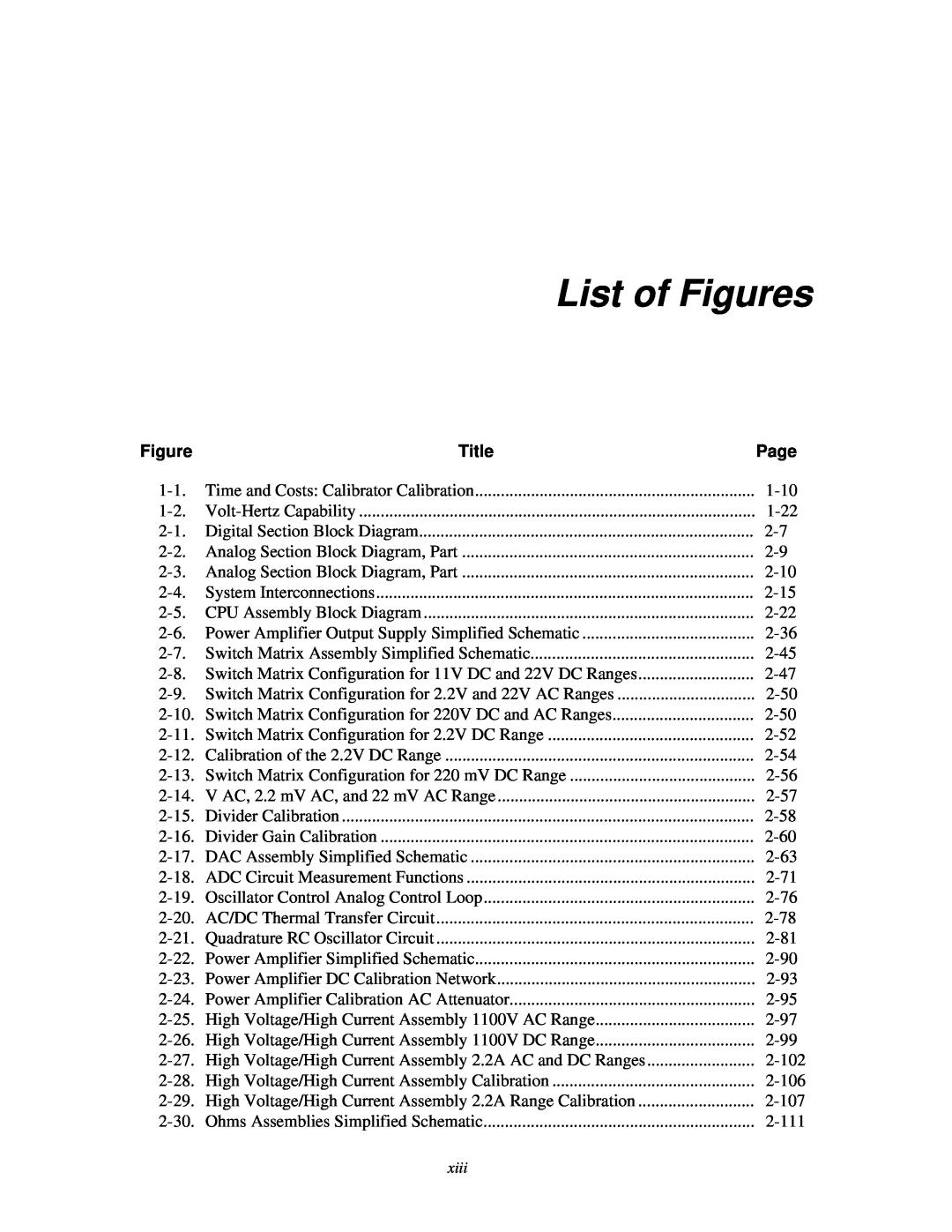 Fluke 5720A service manual List of Figures, Title, Page 