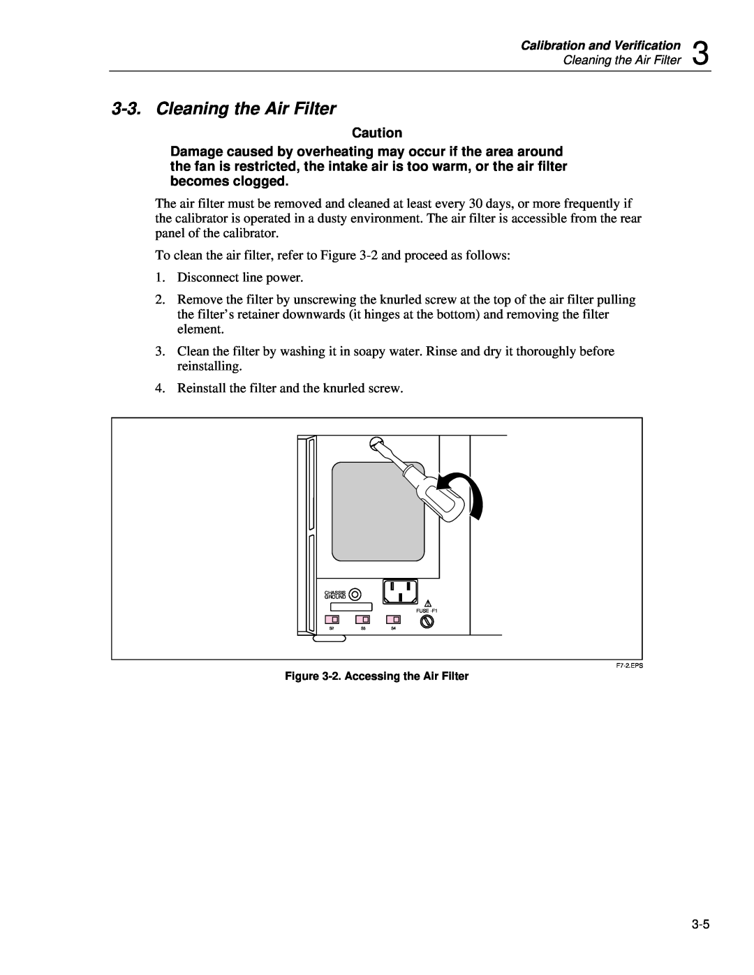 Fluke 5720A service manual Cleaning the Air Filter 