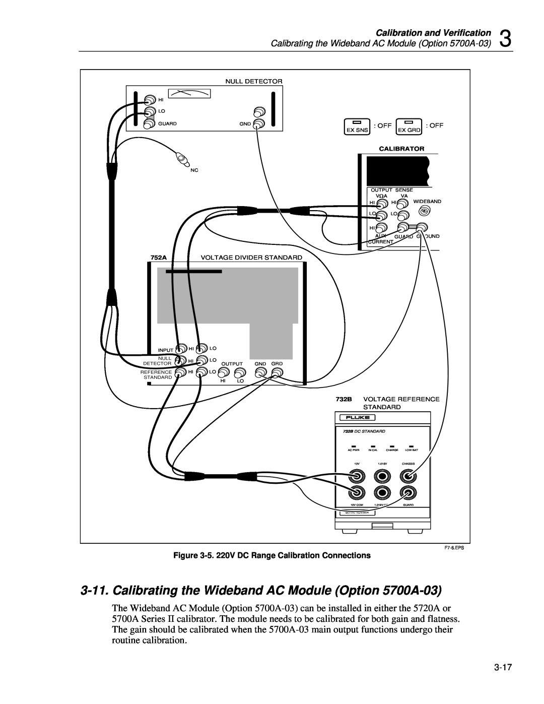 Fluke 5720A service manual Calibrating the Wideband AC Module Option 5700A-03 